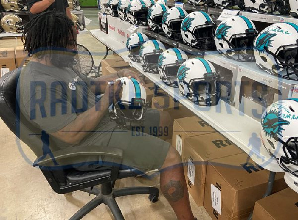 Ricky Williams Signed Miami Dolphins Full-Size Authentic On-Field Lunar Eclipse Alternate Speed Helmet Inscribed "Puff, Puff, Run" Inc. Authentication 🛡️