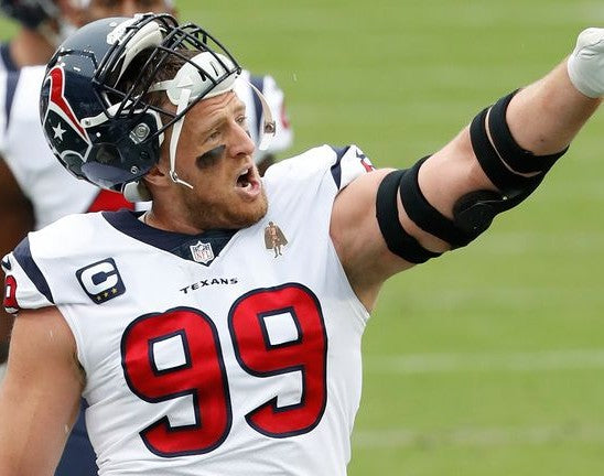 J.J. Watt 💯 GAME ISSUED 💪 Houston Texans On-Field Nike NFL Jersey 👕 Also includes COA 🛡️ & Walter Payton NFL Man of the Year Patch