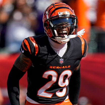 Cam Taylor-Britt GAME WORN 💪 10/05/25 Cincinnati Bengals Nike NFL Jersey vs.Lions inc. COA 🛡️