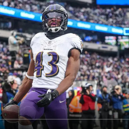 Justice Hill GAME-WORN💪09/07/25 Baltimore Ravens💜NFL Jersey vs.Bills includes COA