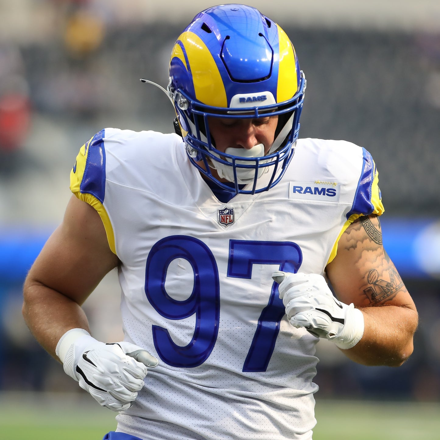 Michael Hoecht GAME-ISSUED💪Los Angeles Rams🐏NFL On-Field Jersey👕Inc.COA📄
