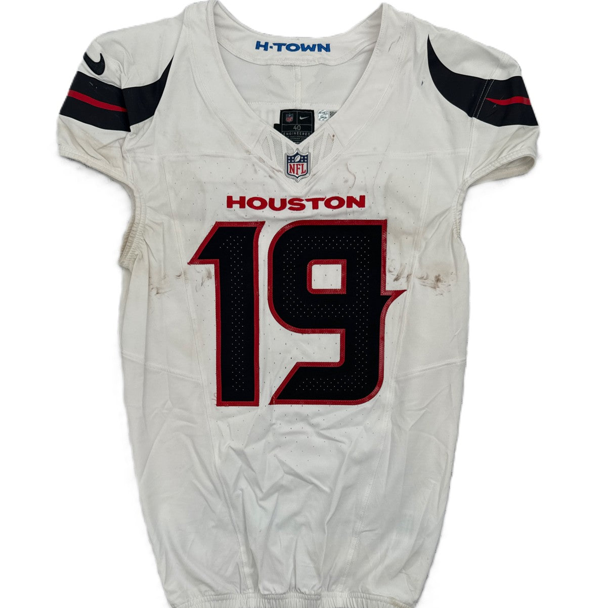 Xavier Hutchinson GAME WORN 💪 10/13/24 Houston Texans 🐂 NFL Jersey 👕 Victory over the New England Patriots inc. Metabilia COA 🛡️