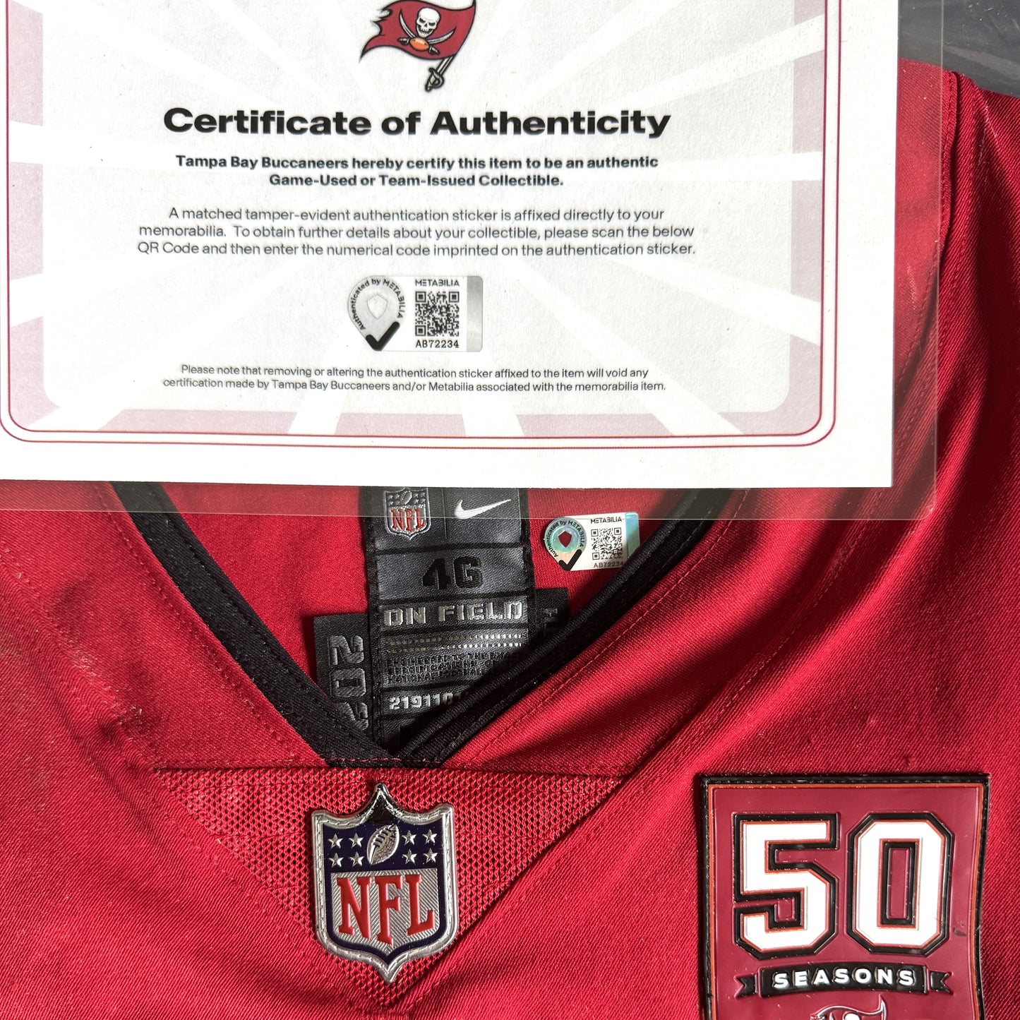 Luke Goedeke GAME WORN 💪12/07/25 Tampa Bay Buccaneers Nike NFL Jersey vs New Orleans Saints Includes Authenticity