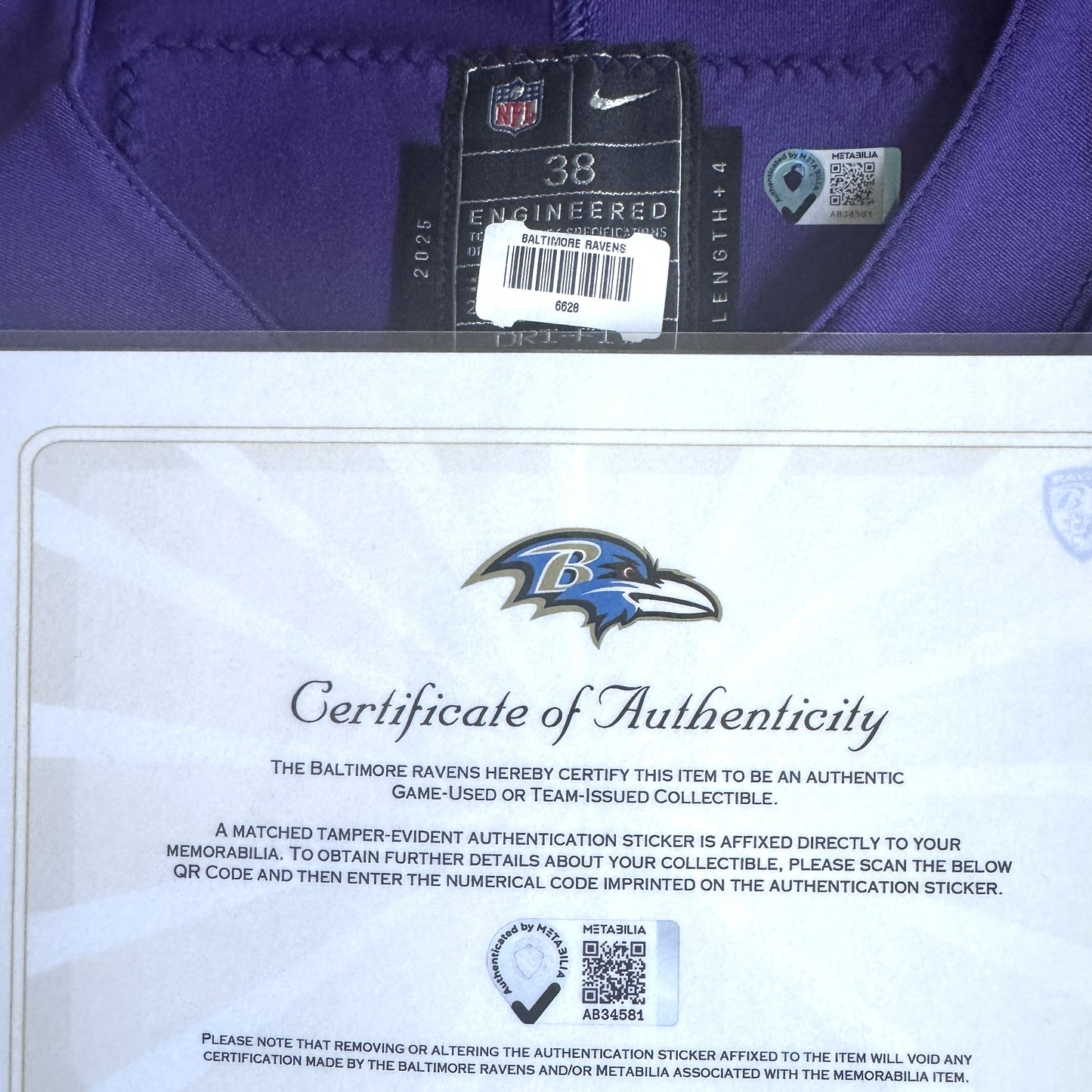 Justice Hill GAME-WORN💪10/12/25 On-Field Baltimore Ravens💜Jersey vs.Los Angeles Rams🐏