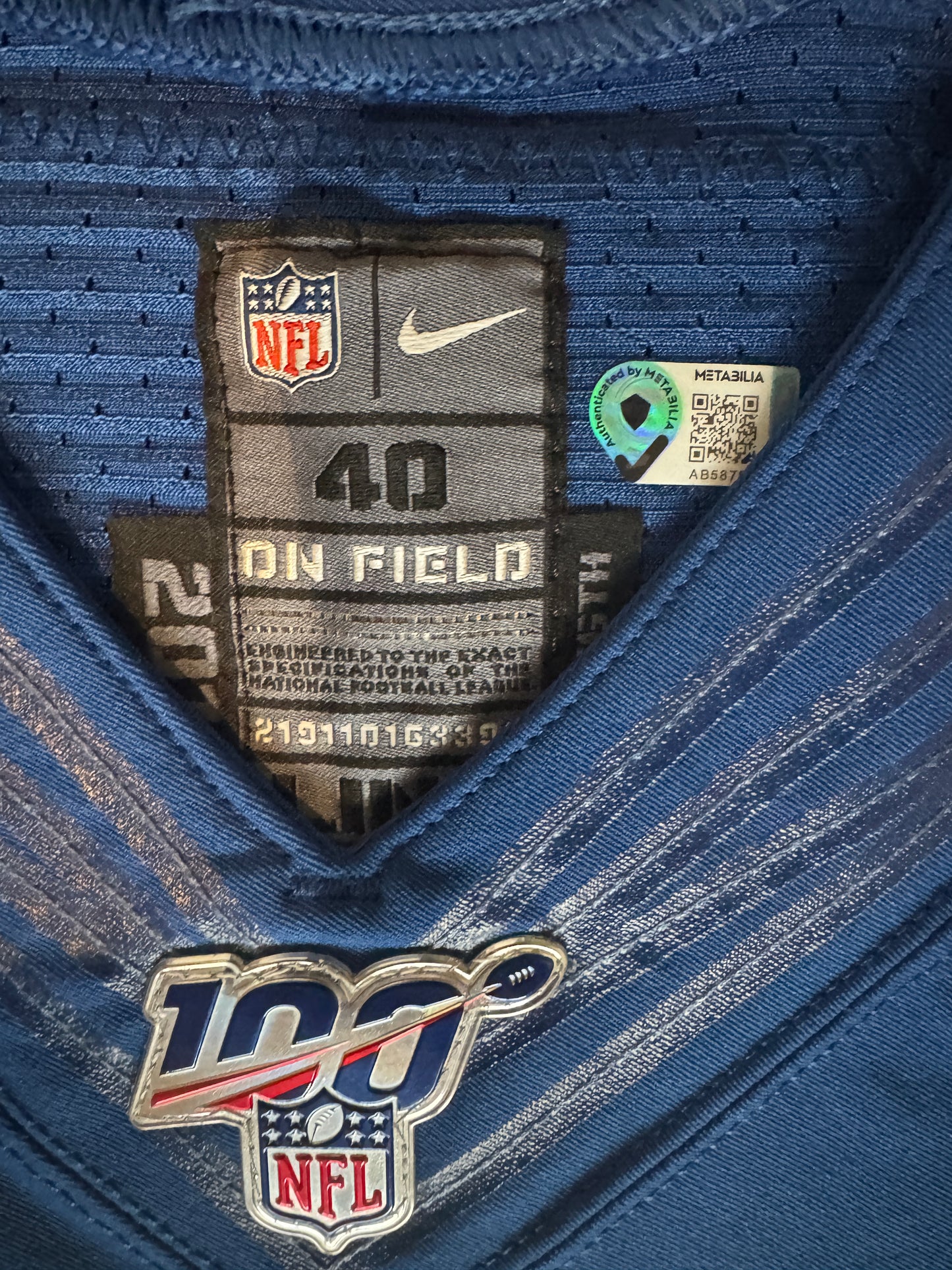 Rock Ya-Sin TEAM / GAME ISSUED 💪 Indianapolis Colts 🐎 Nike NFL Jersey 👕 Inc. COA and 100 NFL seasons Patch