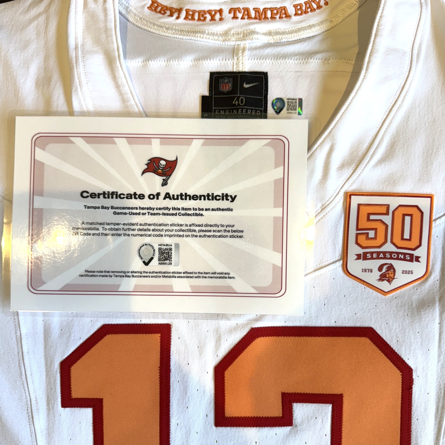 Mike Evans GAME-ISSUED🔥Tampa Bay Buccaneers Nike NFL Iconic 1976 Jersey👕 Inc. 50 Seasons Patch
