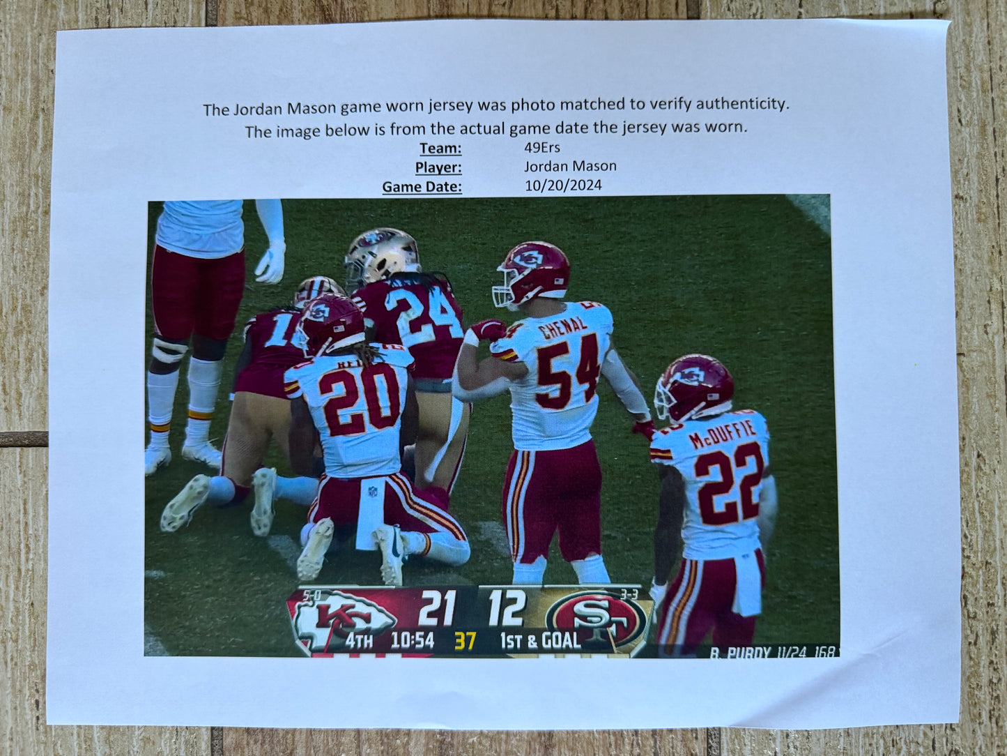 Jordan Mason GAME WORN 10/20/24 PHOTO MATCHED 📸 San Francisco 49ers NFL Jersey 👕 vs Kansas City Chiefs Also includes PSA COA 🛡️