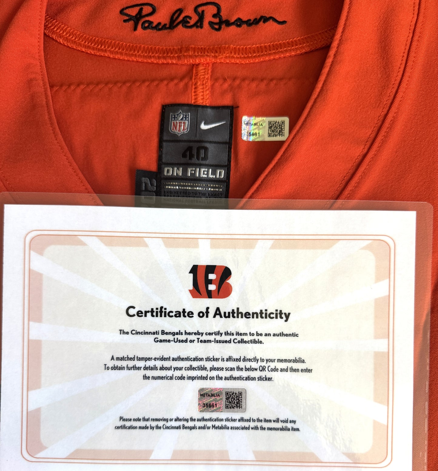 Tee Higgins GAME ISSUED 💪 Cincinnati Bengals 🐅 24-25 Season Nike NFL Jersey 👕 Inc. COA 📄