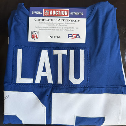 Laiatu Latu SIGNED GAME ISSUED 💪 Indianapolis Colts Nike NFL Jersey 👕 Also includes COA