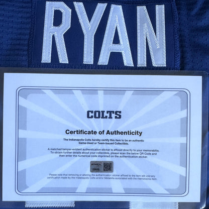 Matt Ryan GAME ISSUED 💪 Indianapolis Colts 🐎 Nike NFL Jersey 👕 Includes COA📄 & Captain's Patch