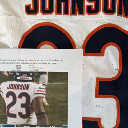 Roschon Johnson GAME WORN 10/27/24 PHOTO MATCHED Chicago Bears Nike NFL Jersey vs Washington Commanders Also includes COA 🛡️
