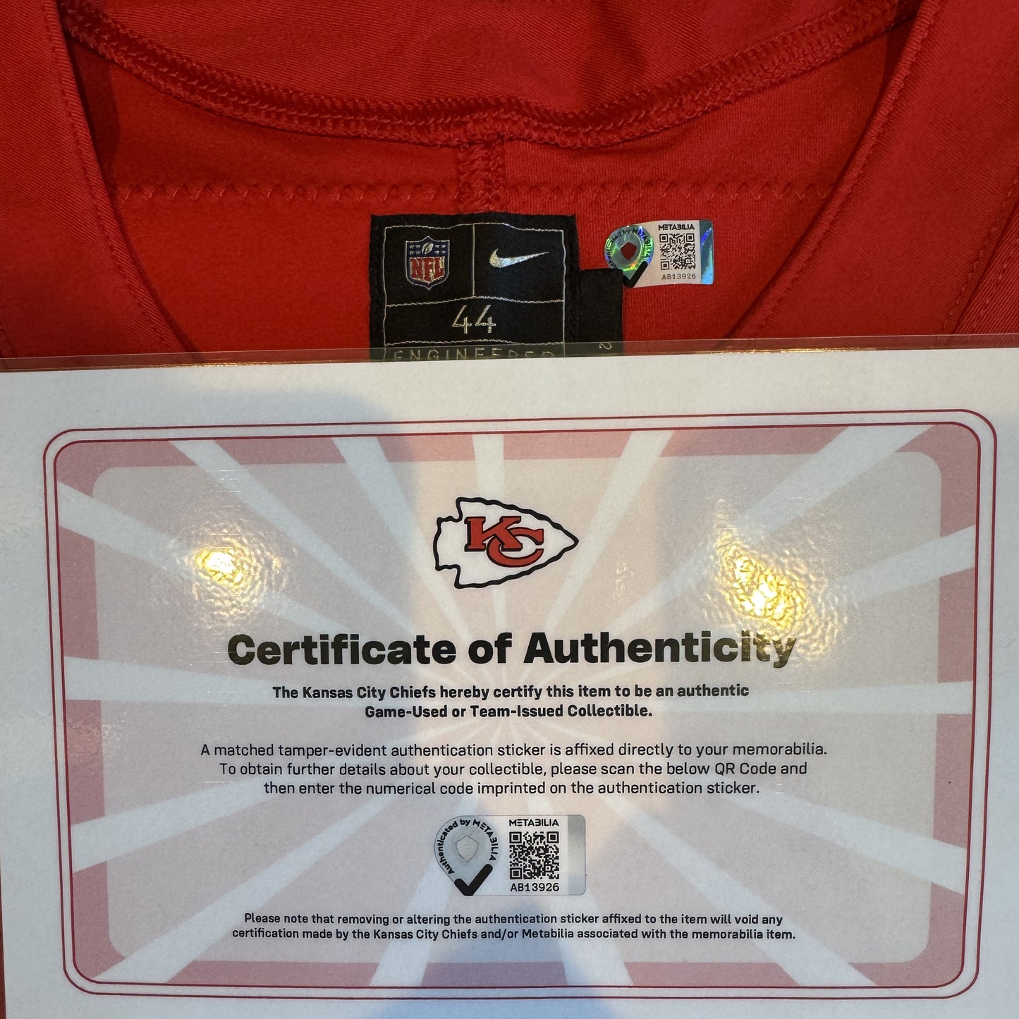 James Winchester GAME-USED💪09/28/25 Kansas City Chiefs NFL Jersey🎽vs. Baltimore Ravens