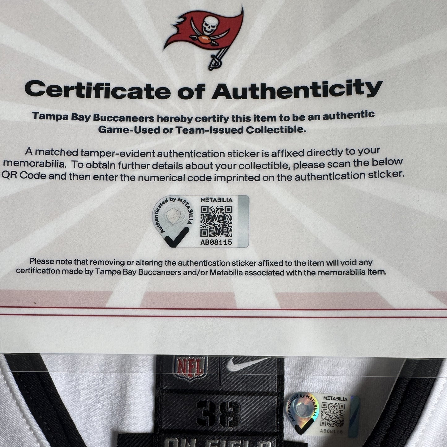 Bucky Irving TEAM-ISSUED💪Tampa Bay Buccaneers🏴‍☠️On-Field Nike NFL Jersey🎽