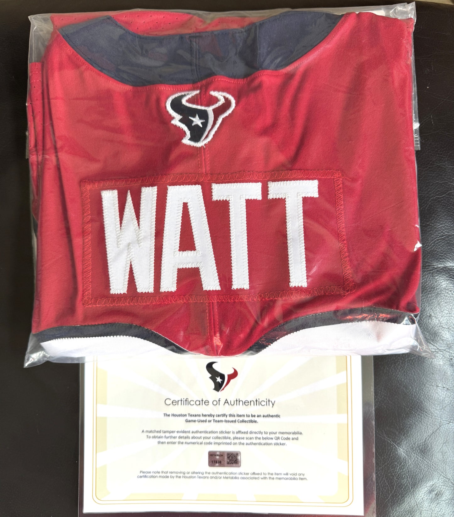 J.J. Watt 💯 TEAM ISSUED 💪 Houston Texans On-Field Nike NFL Jersey 👕 Also includes COA 🛡️ & Walter Payton NFL Man of the Year & Captain Patches