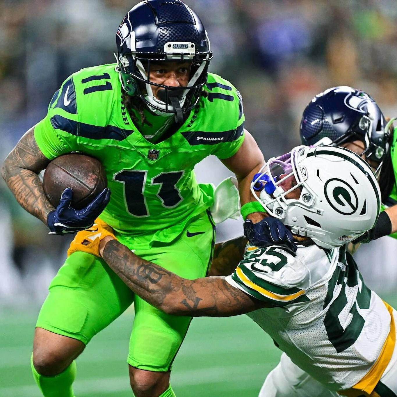 Jaxon Smith-Njigba Signed✍️Seattle Seahawks Full-Size Lunar Eclipse NFL Speed Helmet (Signed twice)