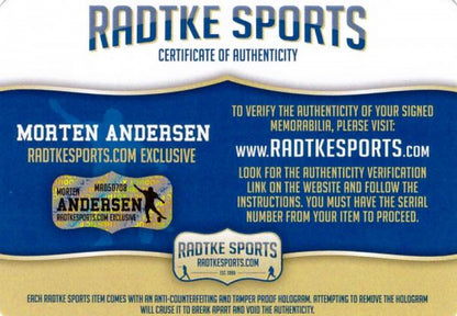 Morten Andersen Signed New Orleans Saints ⚜️ Full Size Authentic On Field Lunar Eclipse Alternate Speed Helmet Inscribed "The Great Dane"