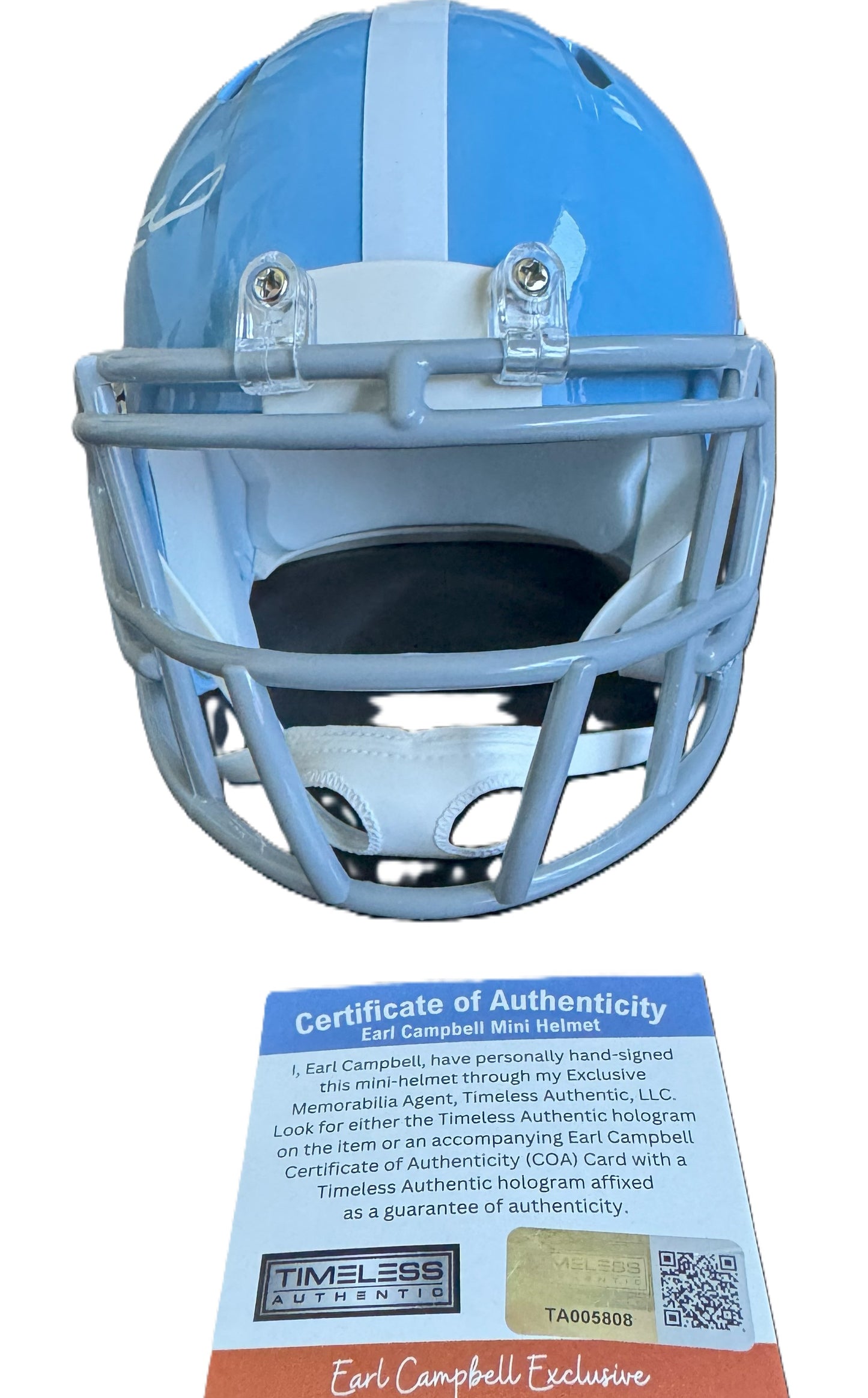 Earl Campbell Hand Signed 🖊️ Houston Oilers mini speed NFL Helmet 🏈 Also includes COA 🛡️