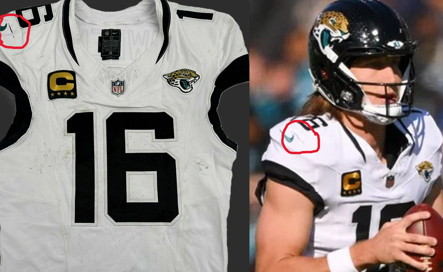 Trevor Lawrence GAME WORN 11/30/25 PHOTO MATCHED 📸 Jacksonville Jaguars NFL Jersey vs Tennessee Titans Also includes COA