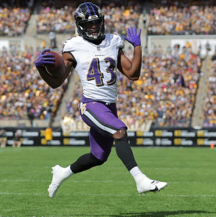 Justice Hill GAME-WORN💪09/07/25 Baltimore Ravens💜NFL Jersey vs.Bills includes COA