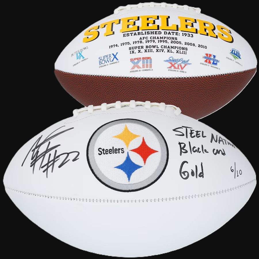 Najee Harris 💪Signed ✍️Pittsburgh Steelers LIMITED EDITION Football with Inscription Inc. Fanatics Hologram 🛡️