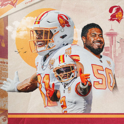 Vita Vea GAME-ISSUED💪Tampa Bay Buccaneers On-Field Nike 1976 Throwback Jersey