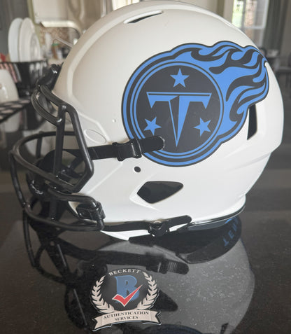 A J Brown Hand-Signed🖊️Tennessee Titans Full-Size Authentic On-Field Lunar Eclipse Alternate Speed Helmet Inscribed "Titan Up"💥