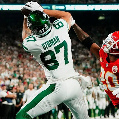 C.J. Uzomah GAME WORN/USED 💪 New York Jets Nike NFL Jersey 👕 with PSA Authenticity🛡️ Salute 2 Service Game