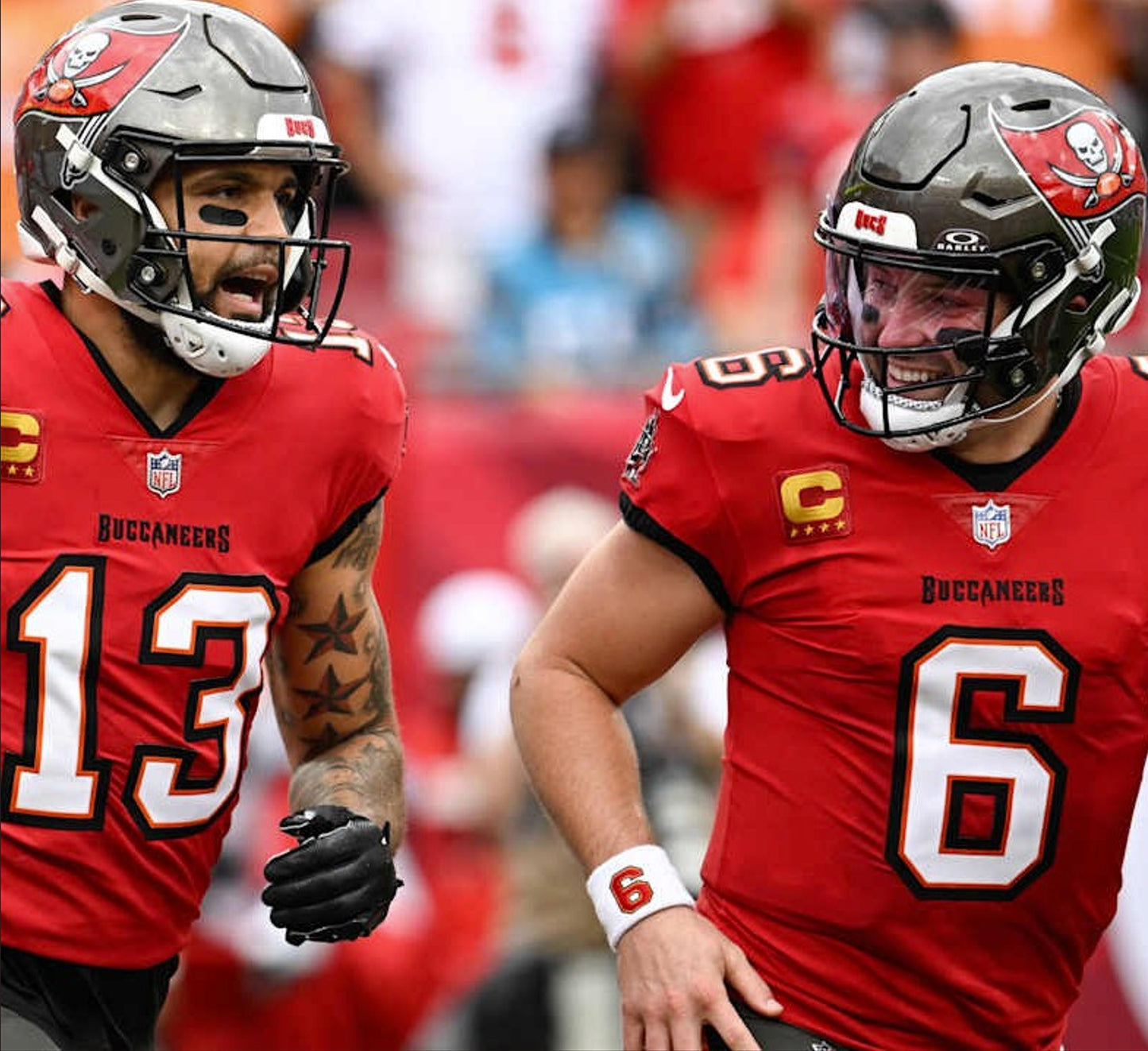 Mike Evans + Baker Mayfield Dual Signed GAME USED Wilson DUKE Ball Tampa Bay Buccaneers Proof of Authenticity included 📄