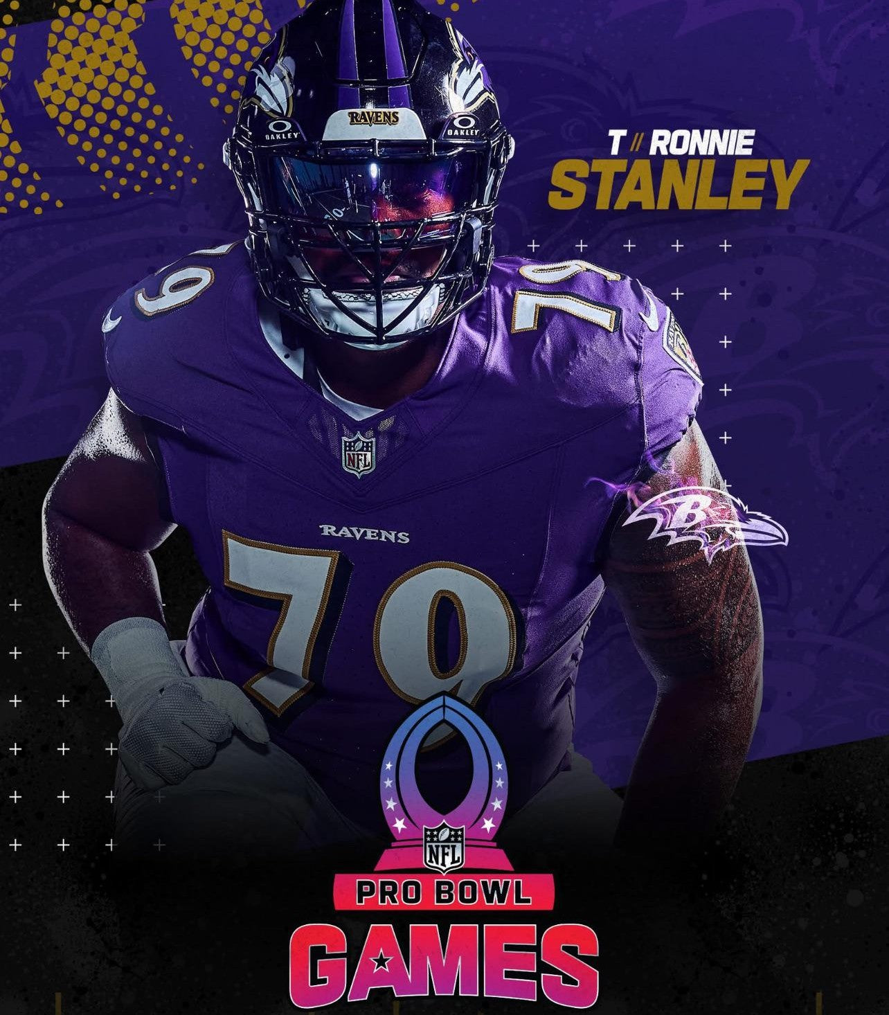 Ronnie Stanley GAME ISSUED 💪 Baltimore Ravens 2025 Pro Bowl Games NFL Jersey 👕 Also includes COA