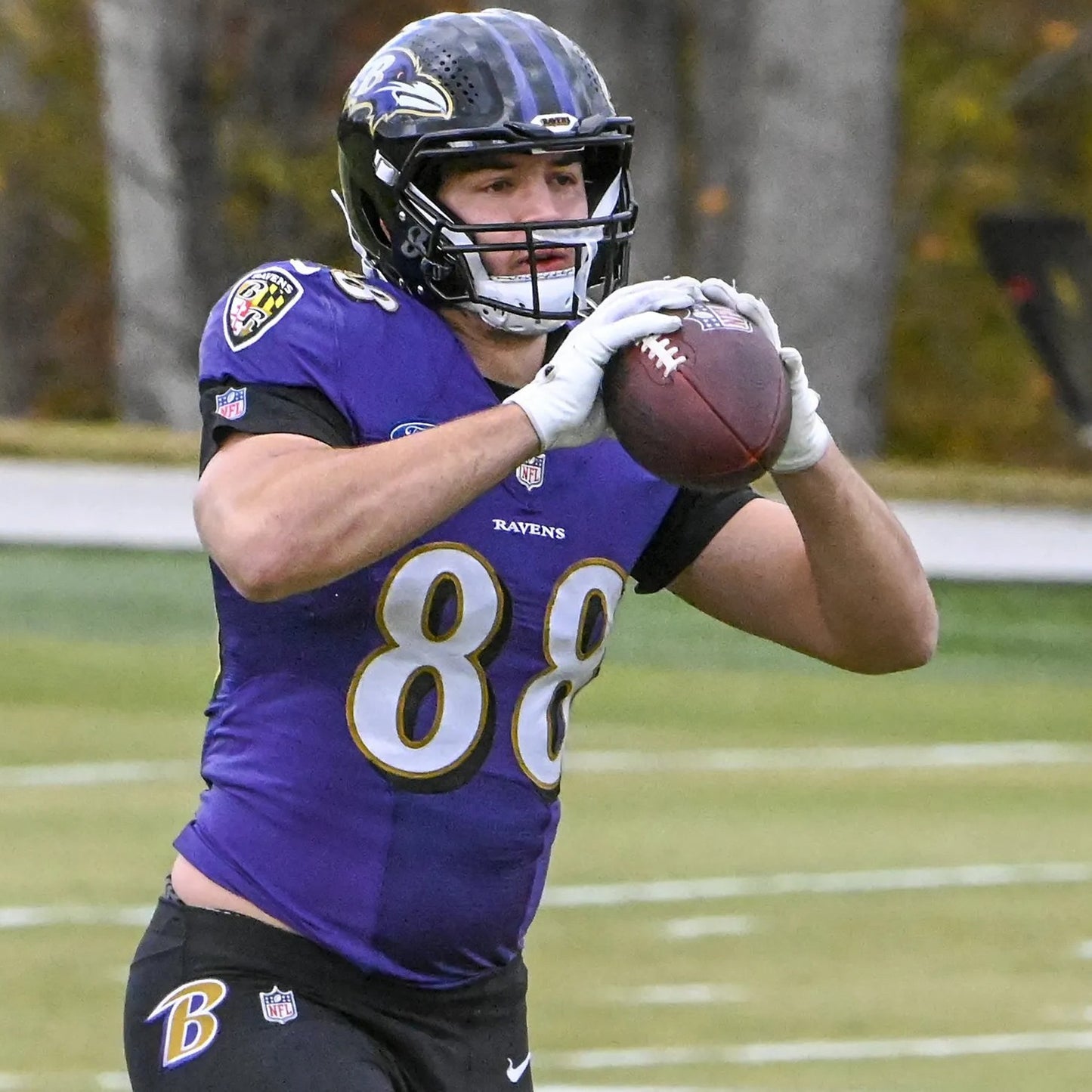 Charlie Kolar GAME-WORN💪10/12/25 On-Field Baltimore Ravens💜Jersey vs.Los Angeles Rams🐏