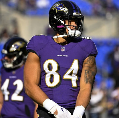 Josh Oliver GAME WORN💪11/20/22 Ravens💜vs. Panthers🐾On-Field NFL Nike Jersey Worn during the November 20, 2022 victory vs. Carolina Panthers