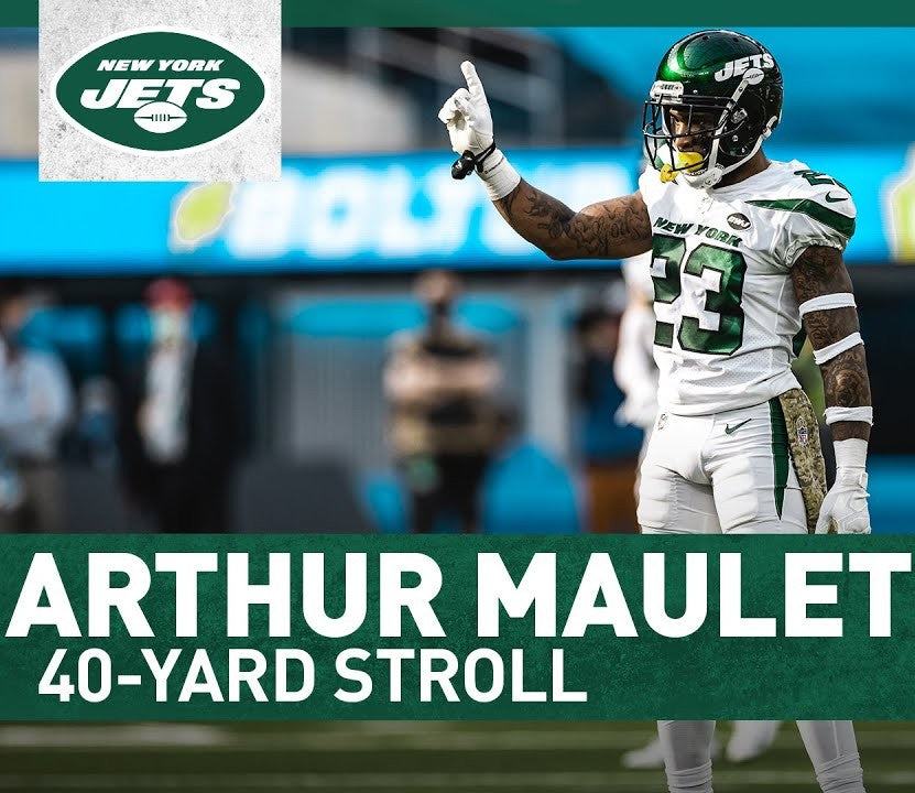 Arthur Maulet GAME WORN 💪 New York Jets Nike NFL Jersey 👕 vs. Buffalo Bills Also features official BWJ memorial patch + PSA COA🛡️