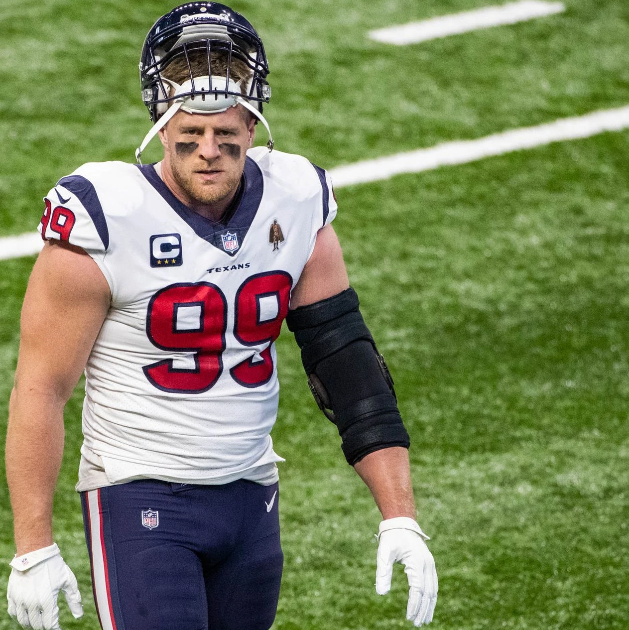 J.J. Watt 💯 GAME ISSUED 💪 Houston Texans On-Field Nike NFL Jersey 👕 Also includes COA 🛡️ & Walter Payton NFL Man of the Year Patch