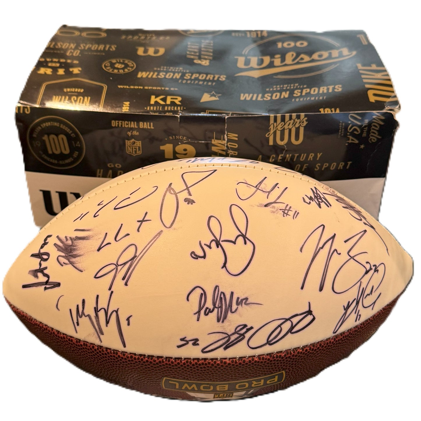 NFL Multi-Signed Pro Bowl Games Wilson Football inc. 20+ Signatures – Rare Collector’s Item💥Russell Wilson, AJ Green, Richard Sherman, Suan Lee, Julio Jones + many more