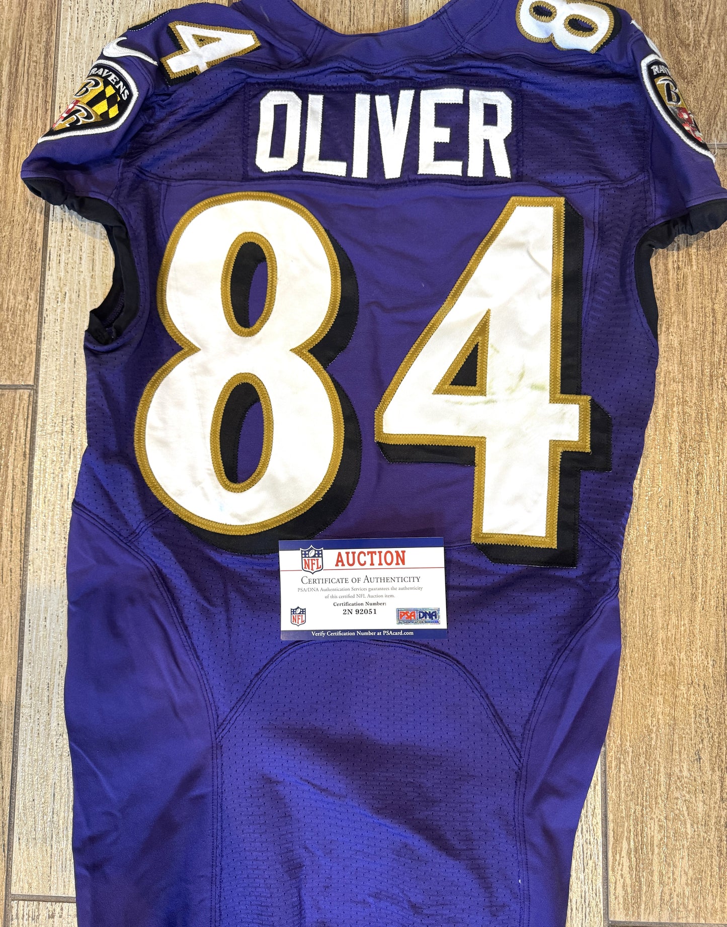 Josh Oliver GAME WORN💪11/20/22 Ravens💜vs. Panthers🐾On-Field NFL Nike Jersey Worn during the November 20, 2022 victory vs. Carolina Panthers