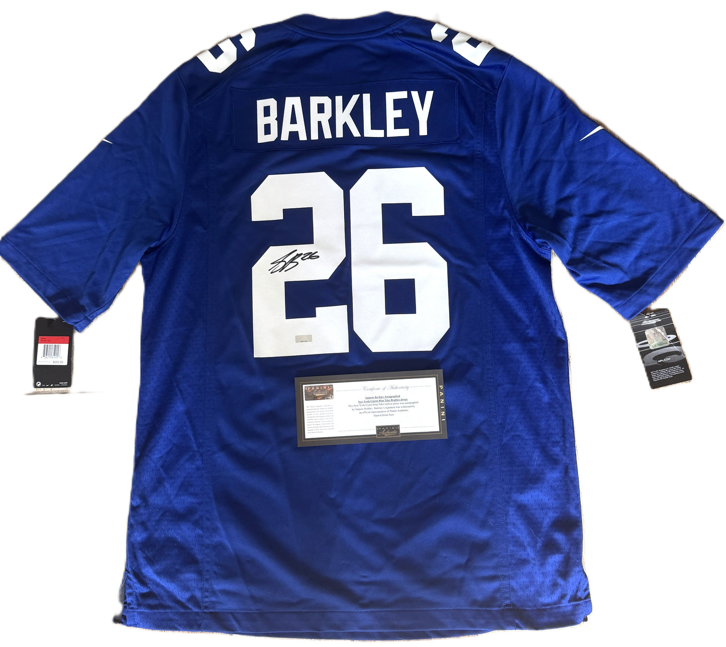 Saquon Barkley Hand Signed ✍️ New York Giants Nike NFL Jersey 👕 Also includes Authenticity 🛡️