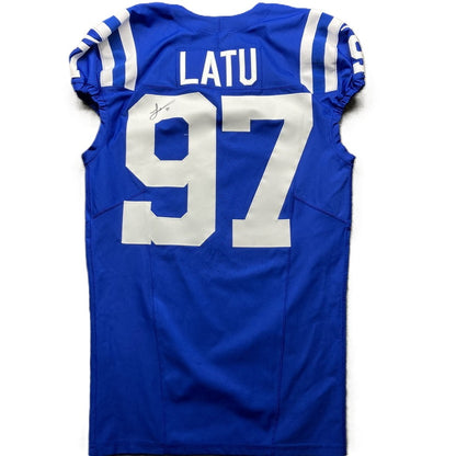 Laiatu Latu SIGNED GAME ISSUED 💪 Indianapolis Colts Nike NFL Jersey 👕 Also includes COA