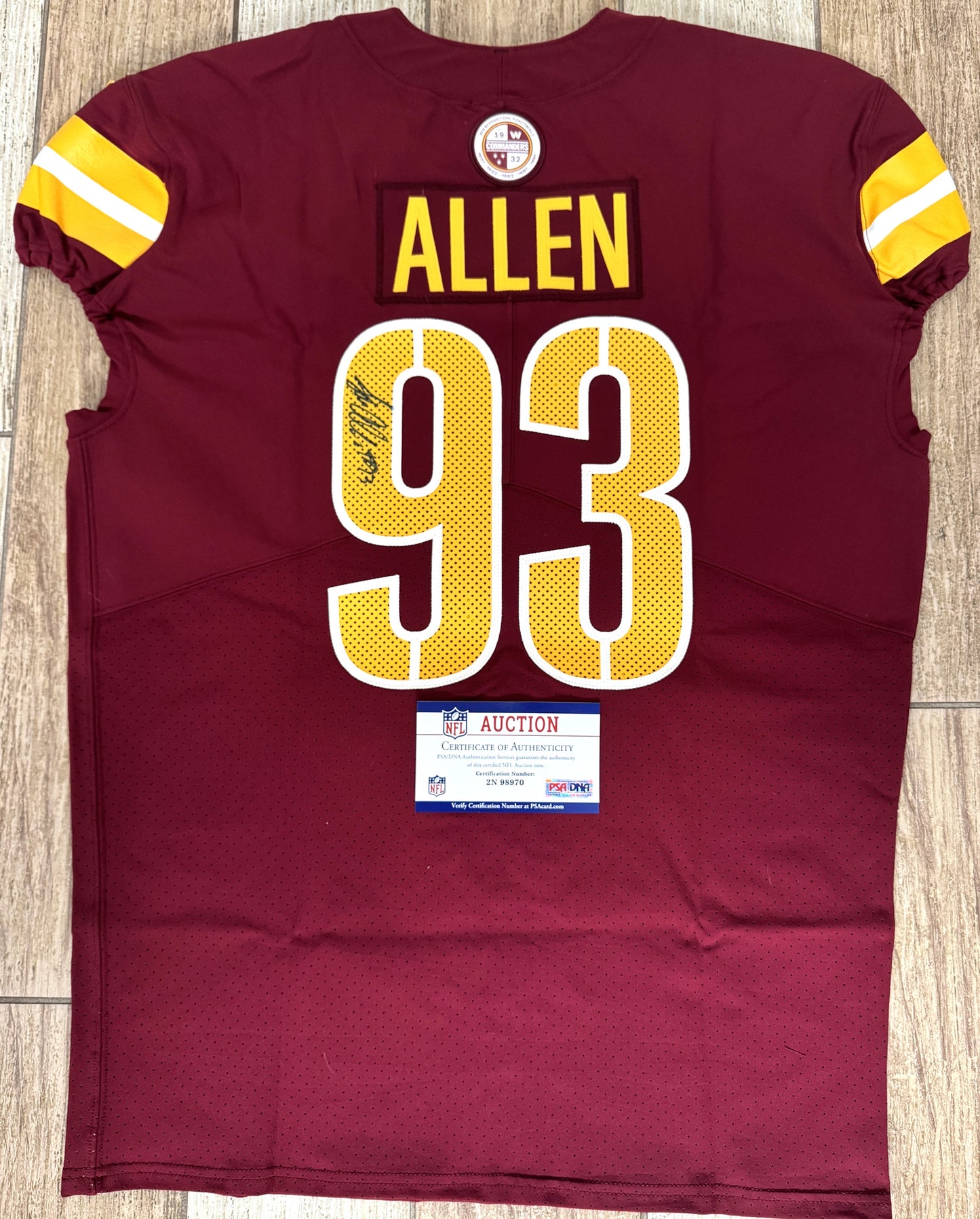 Jonathan Allen Hand-Signed Washington Commanders Authentic On-Field Nike NFL Jersey