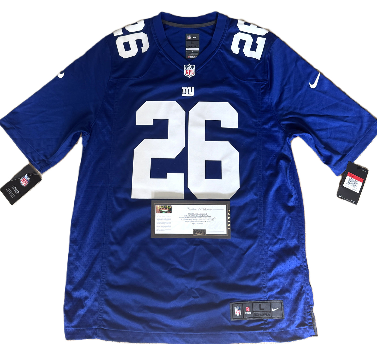Saquon Barkley Hand Signed ✍️ New York Giants Nike NFL Jersey 👕 Also includes Authenticity 🛡️