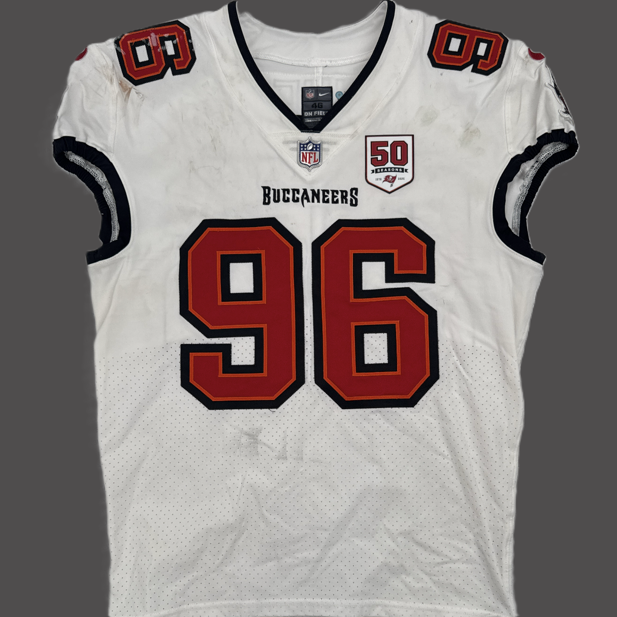 Greg Gaines GAME-WORN 8/23/25 Tampa Bay Buccaneers OnField NFL Jersey vs.Bills