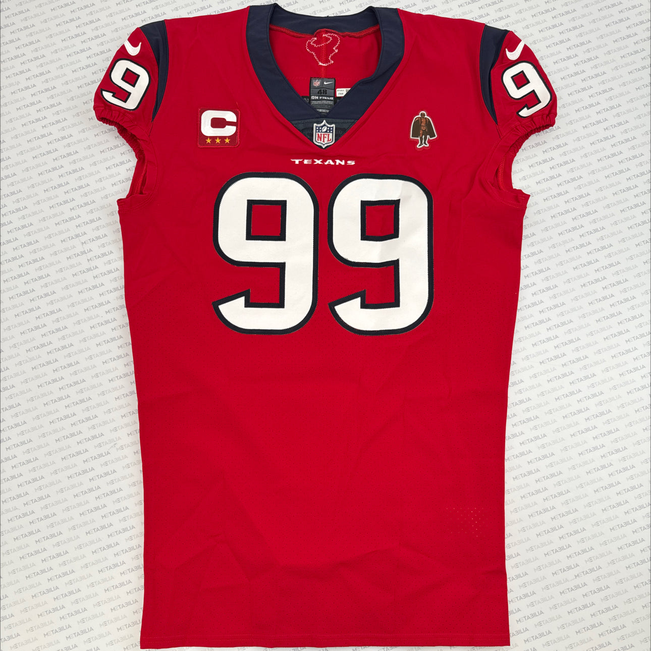 J.J. Watt 💯 TEAM ISSUED 💪 Houston Texans On-Field Nike NFL Jersey 👕 Also includes COA 🛡️ & Walter Payton NFL Man of the Year & Captain Patches