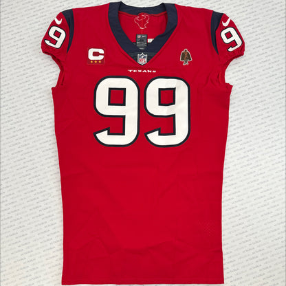 J.J. Watt 💯 TEAM ISSUED 💪 Houston Texans On-Field Nike NFL Jersey 👕 Also includes COA 🛡️ & Walter Payton NFL Man of the Year & Captain Patches