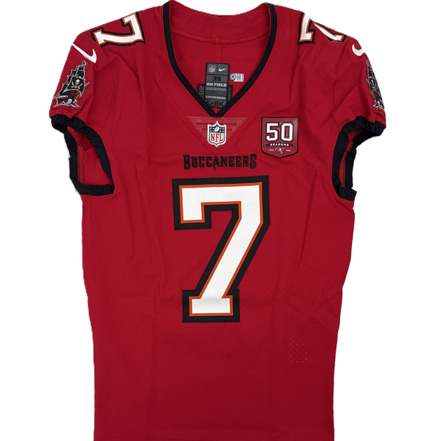 Bucky Irving GAME ISSUED 💪 Tampa Bay Buccaneers On-Field Nike NFL Red Jersey 🎽 Also includes Certificate of Authenticity 🛡️