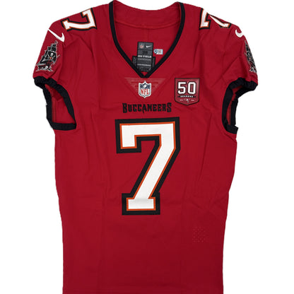 Bucky Irving GAME ISSUED 💪 Tampa Bay Buccaneers On-Field Nike NFL Red Jersey 🎽 Also includes Certificate of Authenticity 🛡️