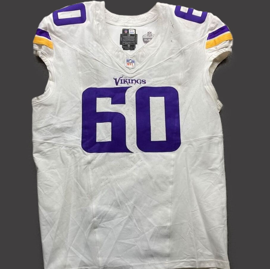 Joe Huber GAME WORN 💪 09/28/25 Minnesota Vikings vs Pittsburgh Steelers Nike NFL Jersey Also includes PSA Authentication