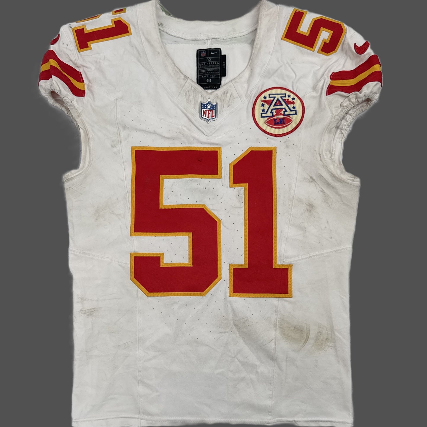 Mike Danna GAME WORN 💪 10/06/25 Kansas City Chiefs Nike NFL Jersey 🎽 vs Jaguars - COA included 🛡️