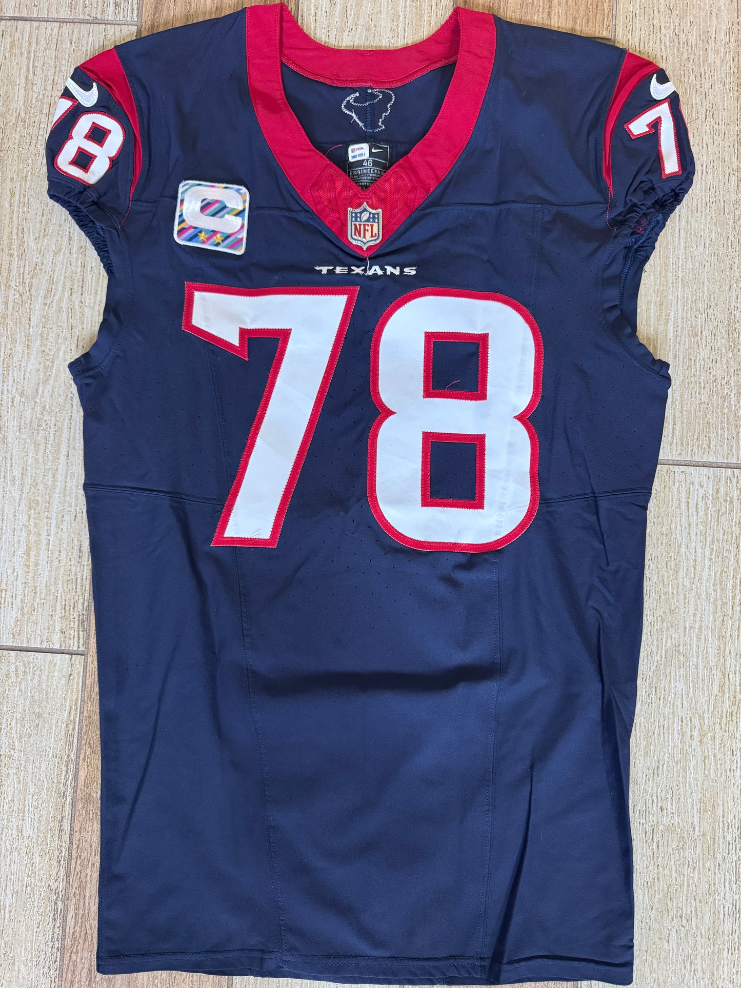 Laremy Tunsil GAME WORN 💪 10/15/2023 PHOTO MATCHED 📸 Houston Texans Nike NFL Jersey🎽 vs. New Orleans Saints (Crucial Catch Game)
