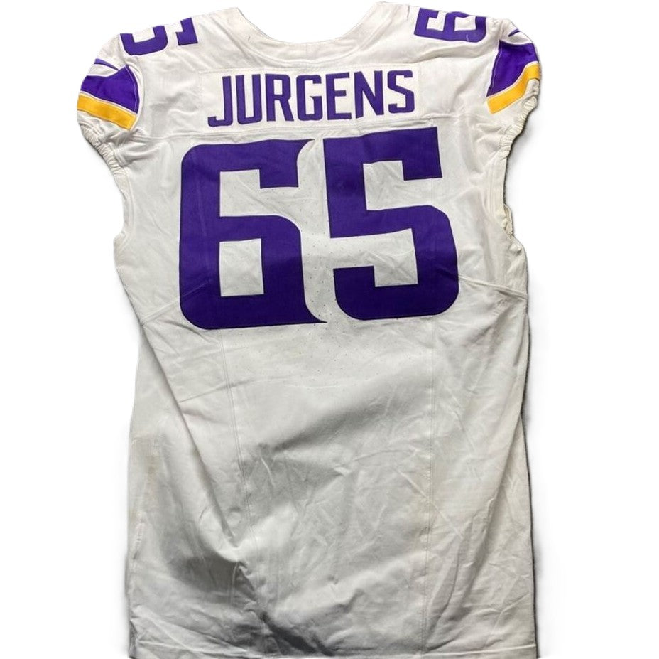 Michael Jurgens GAME WORN 💪 09/28/25 Minnesota Vikings 💜 vs Pittsburgh Steelers NFL Jersey Also includes PSA Authentication
