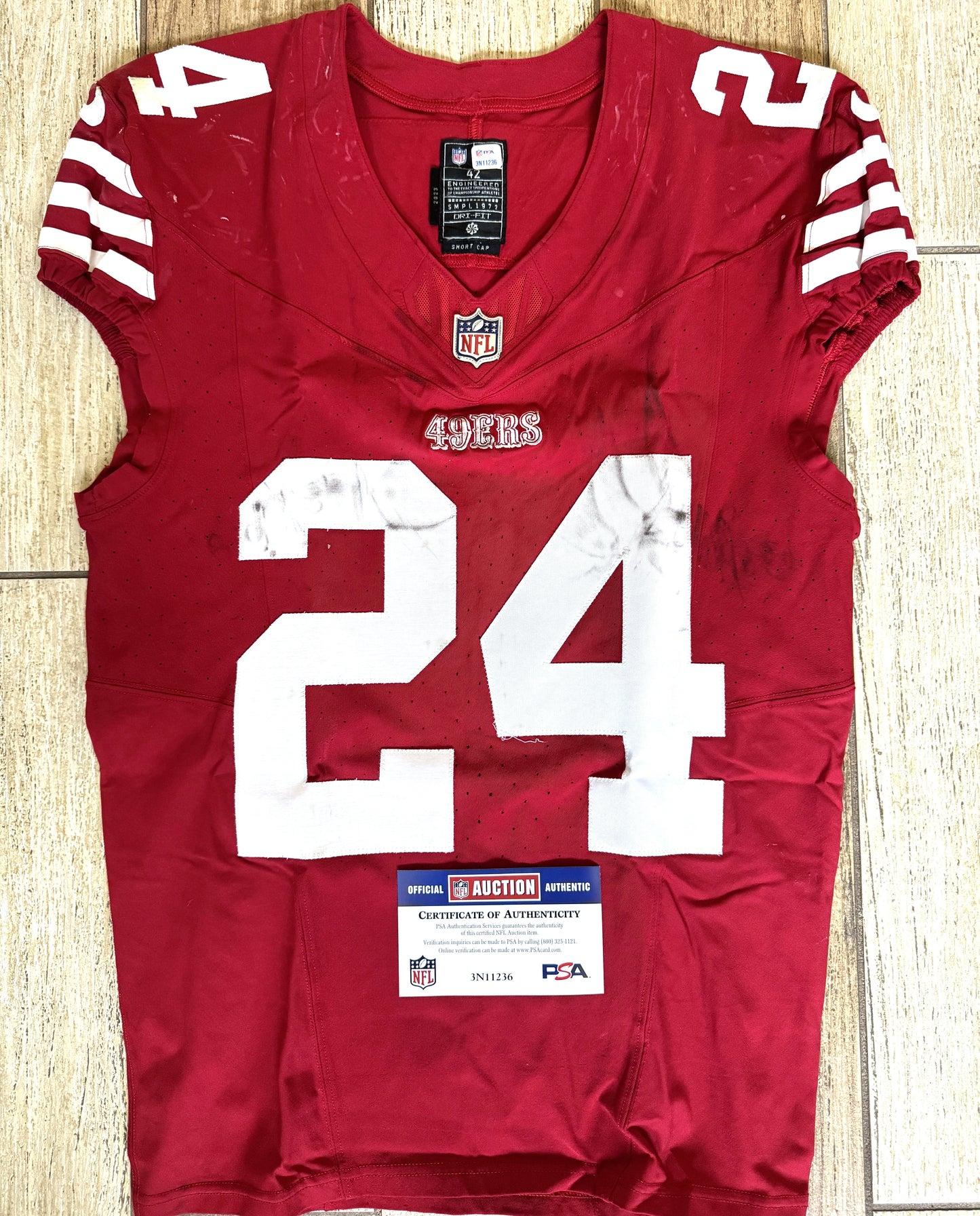 Jordan Mason GAME WORN 10/20/24 PHOTO MATCHED 📸 San Francisco 49ers NFL Jersey 👕 vs Kansas City Chiefs Also includes PSA COA 🛡️
