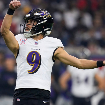 Justin Tucker Signed✍️GAME WORN💪NFL Cleats👟24-25 Season Ravens💜Inscribed🛡️Worn wk 9 vs Denver Broncos 11/03/24 & wk 11 @ Pittsburgh 11/17/24